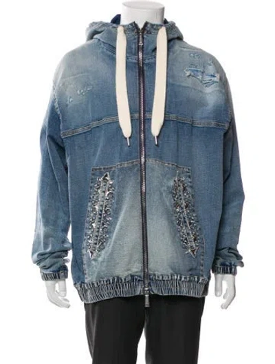 Pre-owned Dsquared2 Graphic Print Denim Jacket In Blue