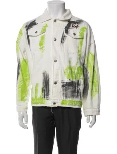 Pre-owned Dsquared2 Graphic Print Denim Jacket In White