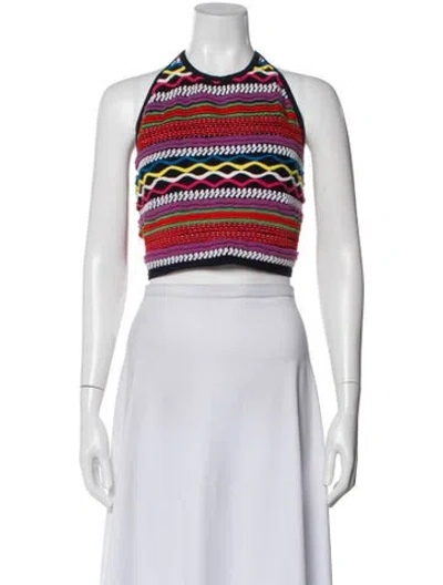 Pre-owned Dsquared2 Graphic Print Halterneck Crop Top In White