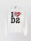 Dsquared2 Graphic Print Hooded Sweatshirt Drawstring In White