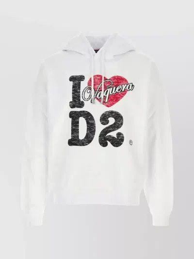DSQUARED2 GRAPHIC PRINT HOODED SWEATSHIRT DRAWSTRING