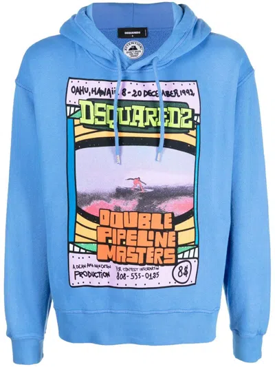 Dsquared2 Graphic Print Hoodie In Blau