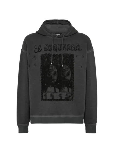 Dsquared2 Graphic-print Hoodie In Brown