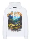 Dsquared2 Cotton Sweatshirt With Nature-inspired Print And Adjustable Hood In White