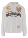 Dsquared2 Cotton Sweatshirt With Adjustable Hood And Logo Print In White
