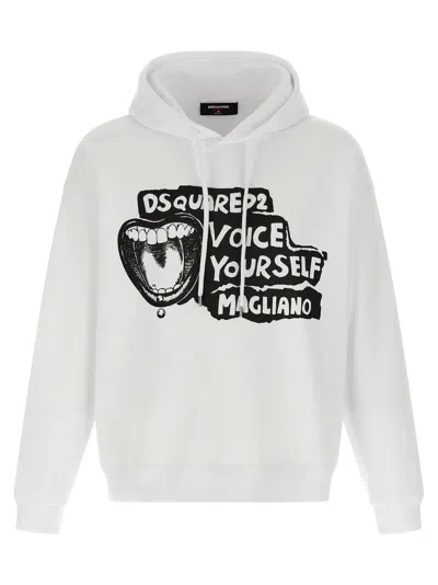 Dsquared2 Graphic Print Hoodie In White
