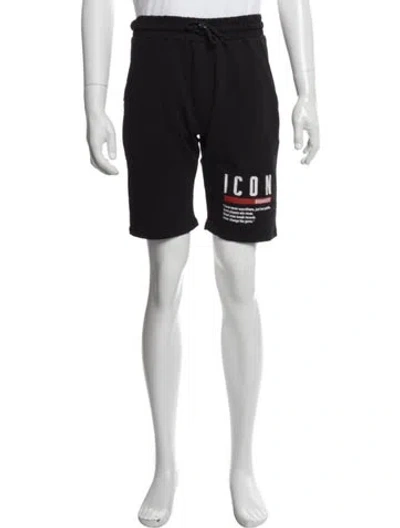 Pre-owned Dsquared2 Graphic Print Jogger Shorts In Black