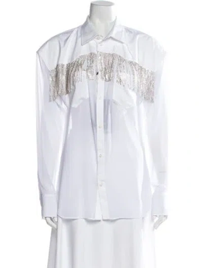 Pre-owned Dsquared2 Graphic Print Long Sleeve Button-up Top W/ Tags In White