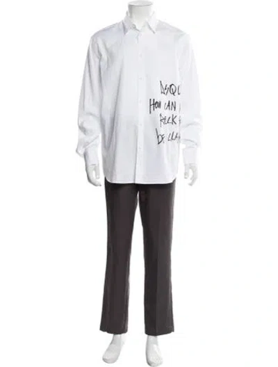 Pre-owned Dsquared2 Graphic Print Long Sleeve Dress Shirt In White