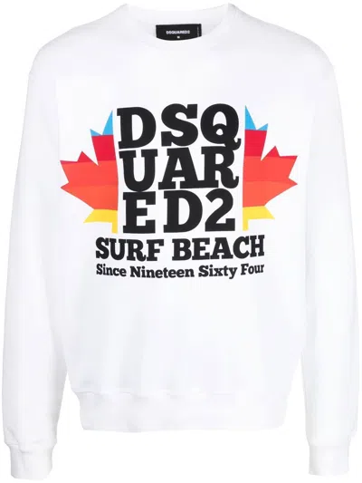 Dsquared2 Graphic-print Long-sleeve Sweatshirt In White