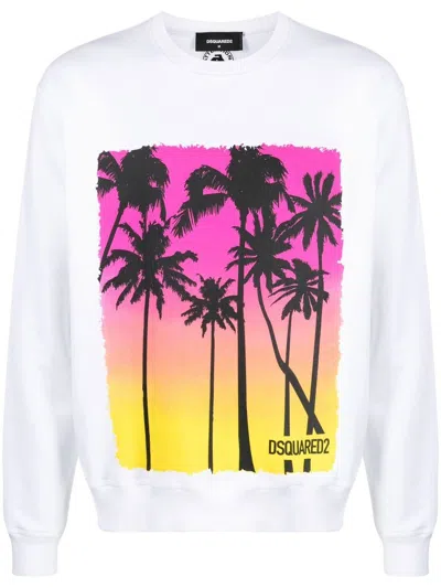 Dsquared2 Graphic-print Long-sleeve Sweatshirt In White