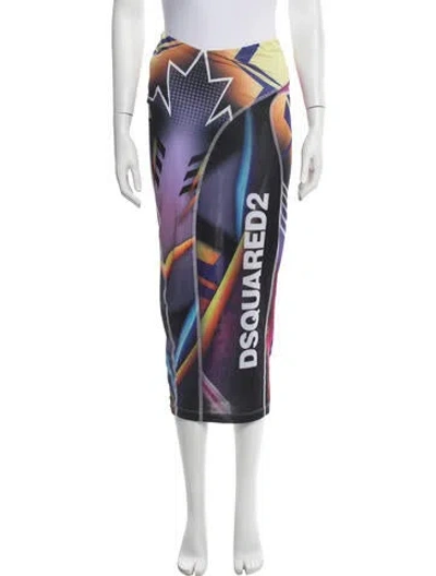 Pre-owned Dsquared2 Graphic Print Midi Length Skirt In Blue/purple