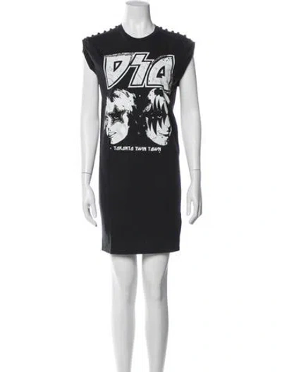 Pre-owned Dsquared2 Graphic Print Mini Dress In Black