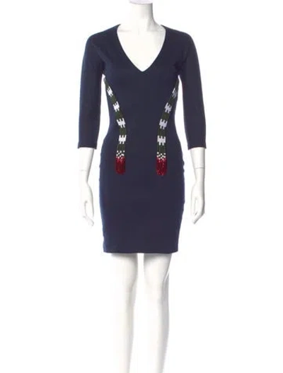 Pre-owned Dsquared2 Graphic Print Mini Dress In Blue