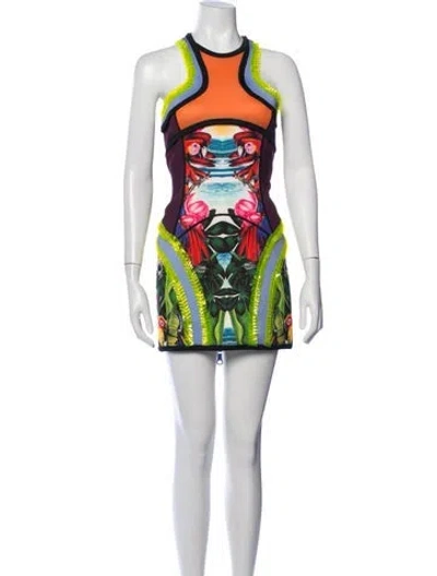 Pre-owned Dsquared2 Graphic Print Mini Dress In Multicolor