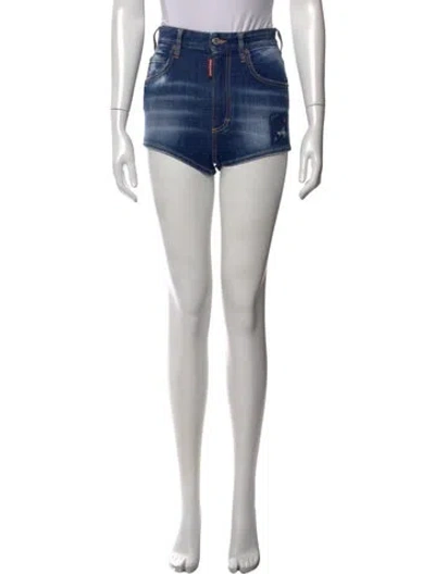 Pre-owned Dsquared2 Graphic Print Mini Shorts In Blue