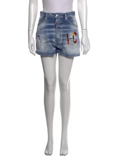 Pre-owned Dsquared2 Graphic Print Mini Shorts In Pink