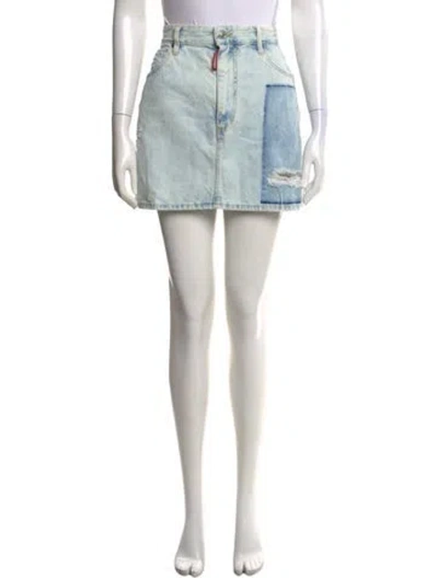 Pre-owned Dsquared2 Graphic Print Mini Skirt In Blue