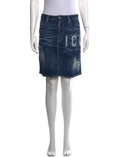 Pre-owned Dsquared2 Graphic Print Mini Skirt In Blue