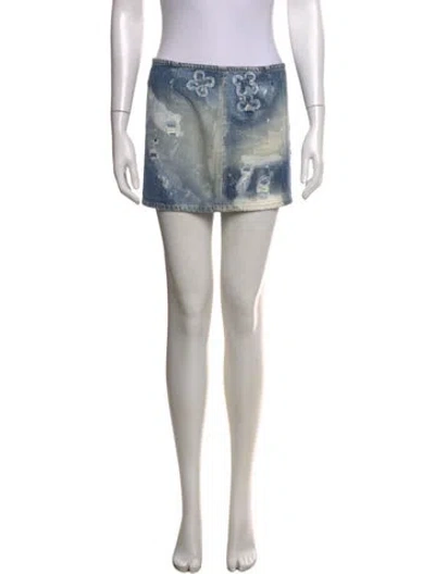 Pre-owned Dsquared2 Graphic Print Mini Skirt W/ Tags In Blue