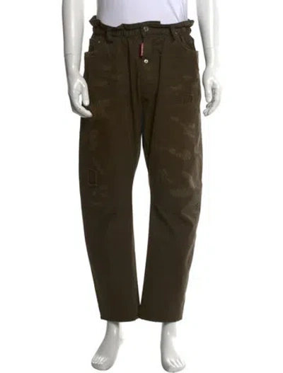 Pre-owned Dsquared2 Graphic Print Pants In Green