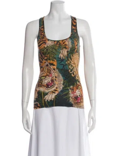 Pre-owned Dsquared2 Graphic Print Scoop Neck Top In Multi