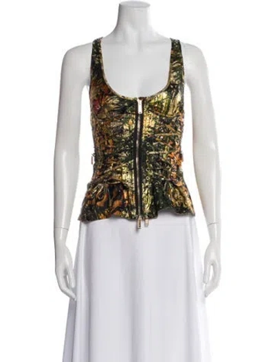 Pre-owned Dsquared2 Graphic Print Scoop Neck Top In Multi