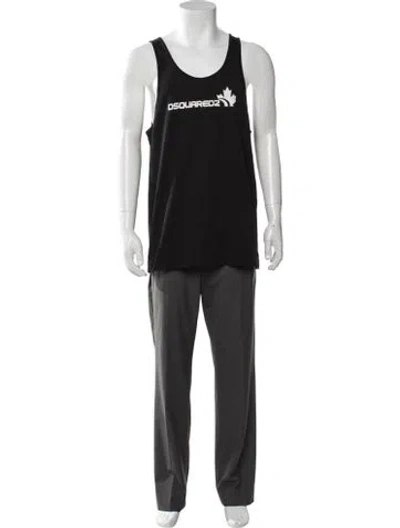 Pre-owned Dsquared2 Graphic Print Scoop Neck T-shirt In Black