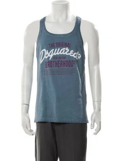 Pre-owned Dsquared2 Graphic Print Scoop Neck T-shirt In Blue