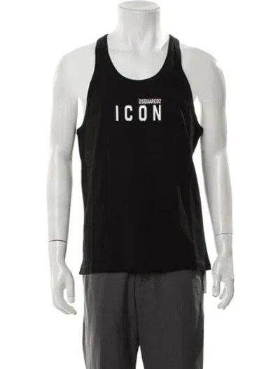 Pre-owned Dsquared2 Graphic Print Scoop Neck T-shirt W/ Tags In Black