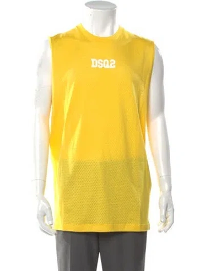 Pre-owned Dsquared2 Graphic Print Scoop Neck T-shirt W/ Tags In Yellow