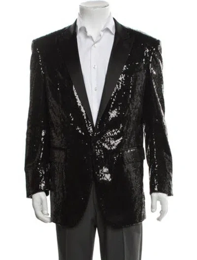 Pre-owned Dsquared2 Graphic Print Sequin Embellishments Blazer W/ Tags In Black
