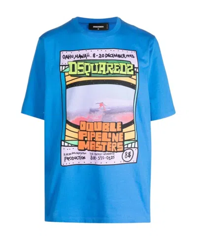 Dsquared2 Graphic-print Short-sleeve Cotton T-shirt In Blue