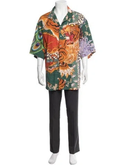 Pre-owned Dsquared2 Graphic Print Short Sleeve Shirt In Green