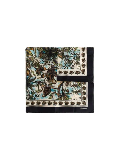 Dsquared2 Graphic-print Silk Scarf In Brown