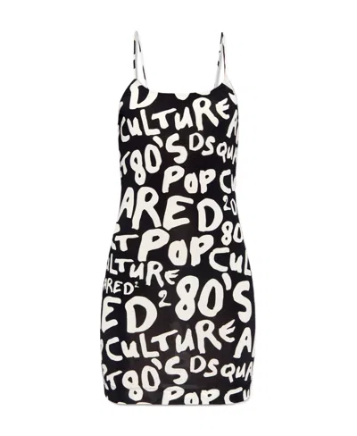 Dsquared2 Graphic-print Sleeveless Minidress In Multi