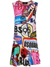 Dsquared2 Graphic-print Sleeveless Minidress In Pink