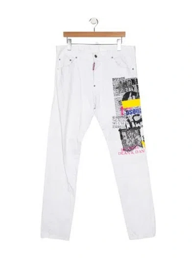 Pre-owned Dsquared2 Graphic Print Sweatpants In White