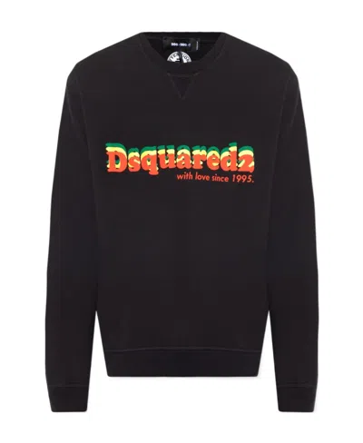 Dsquared2 Logo Printed Crewneck Sweatshirt In Black