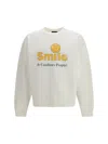 Dsquared2 Men White Crew Neck Sweater With Print On The Front In Cotton Man In White