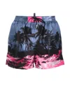 Dsquared2 Graphic-print Swim Shorts In Black