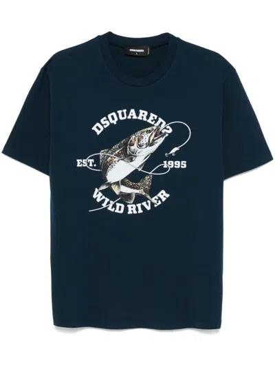 Dsquared2 Graphic-print T-shirt In Blue