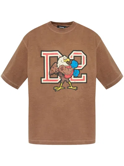 Dsquared2 Graphic-print T-shirt In Brown