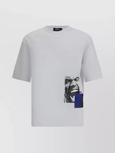 Dsquared2 Graphic Print T-shirt Monogram Detail In White