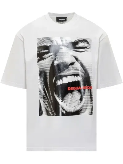 Dsquared2 Man T-shirt White Size L Cotton In Multi