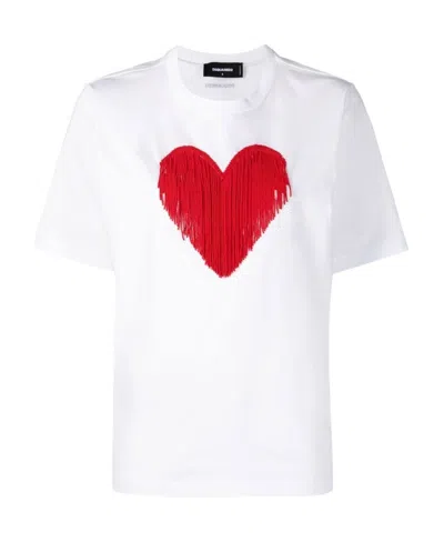DSQUARED2 DSQUARED2 HEART EMBELLISHED CREWNECK T-SHIRT
