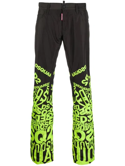 Dsquared2 Graphic Print Trousers In Black