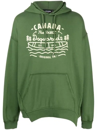 Dsquared2 Graphic-print Verde Cotton Hoodie