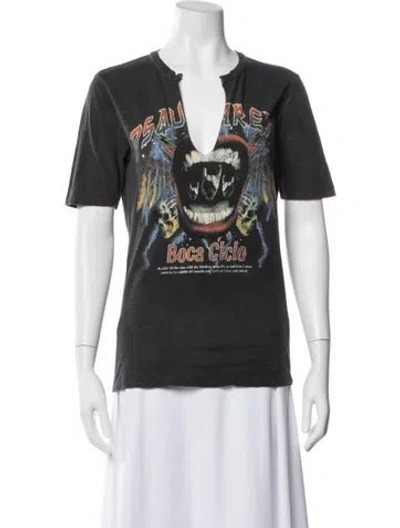 Pre-owned Dsquared2 Graphic Print V-neck T-shirt In Blue