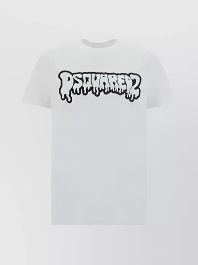 Dsquared2 Graphic Printed Cotton T-shirt With Crew Neck In White